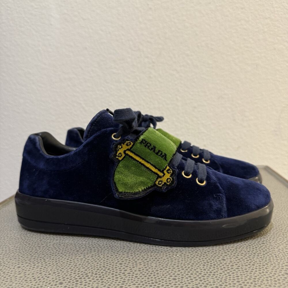 Prada Sneakers Low-Top Velvet Colorblock Lace-Up Platform Women’s Size 39 / 9